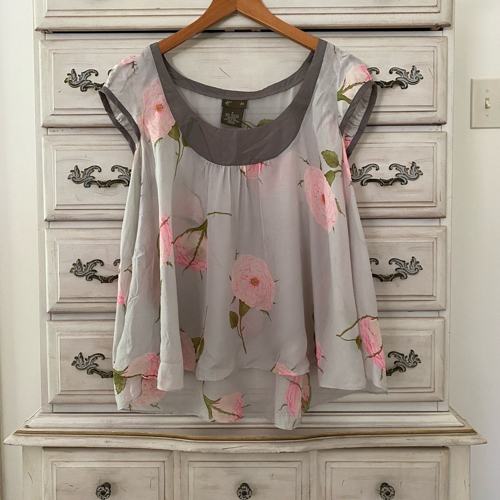 Anthropologie Silk Floral Top